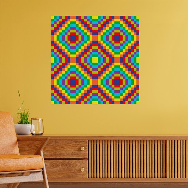 Colorful Retro Optical Illusion Geometric Rainbow Poster (Skapare uppladdad)