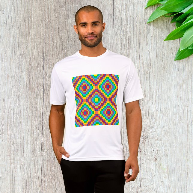 Colorful Retro Optical Illusion Geometric Rainbow T Shirt (Skapare uppladdad)