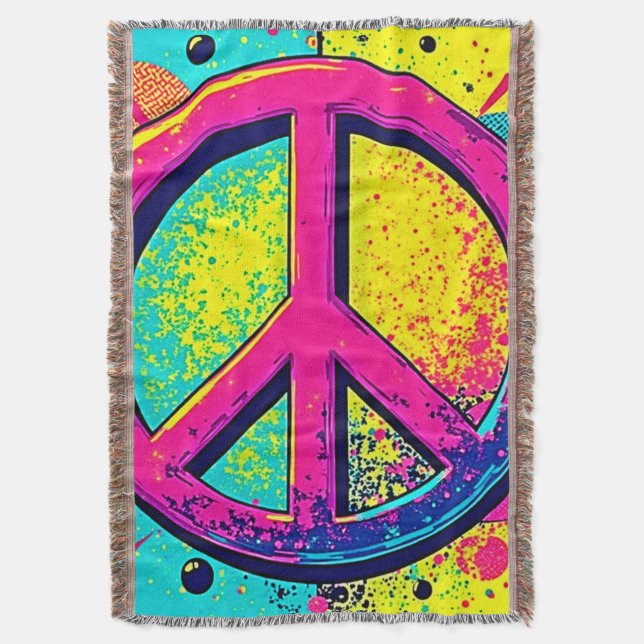 Colorful Retro Peace Sign Filt (Framsidan Vertikal)
