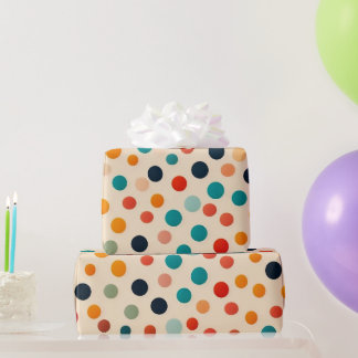 Colorful Retro Polka Dot Presentpapper