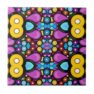 Colorful Retro Record Kaleidoscope Abstrakt Art Kakelplatta