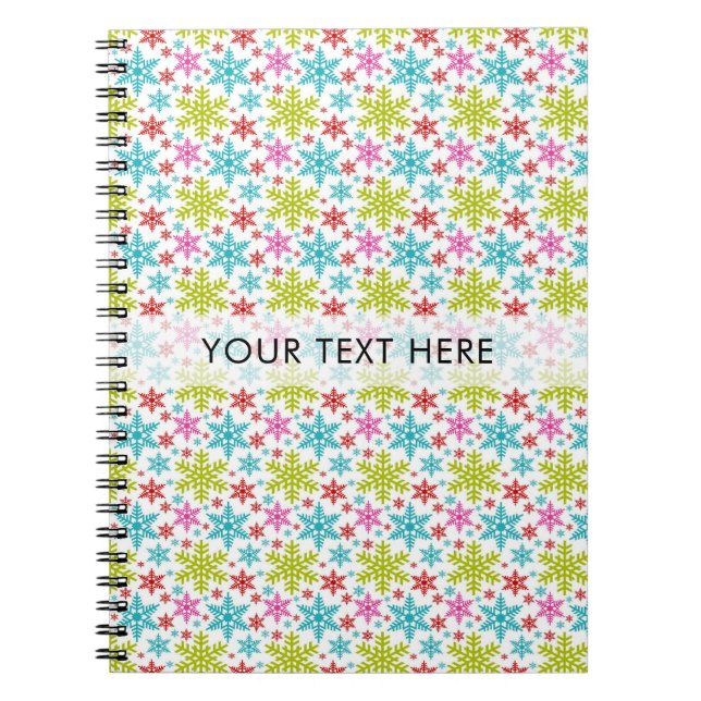 Colorful Retro Snowflakes Christmas Custom Anteckningsbok (Framsidan)
