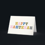 Colorful Retro Typography Hanukkah Helgkort<br><div class="desc">Cute och färglös Hanukkah hälsning med roligt-återtypografi. Anpassa insidan med din favorit hälsning!</div>