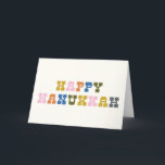 Colorful Retro Typography Hanukkah Helgkort<br><div class="desc">Cute och färglös Hanukkah hälsning med roligt-återtypografi. Anpassa insidan med din favorit hälsning!</div>