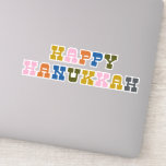 Colorful Retro Typography Hanukkah Klistermärken<br><div class="desc">Cute och färglös Hanukkah hälsning med roligt-återtypografi.</div>