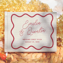 Colorful Retro Wavy Frame  Modern Wedding Gästböcker