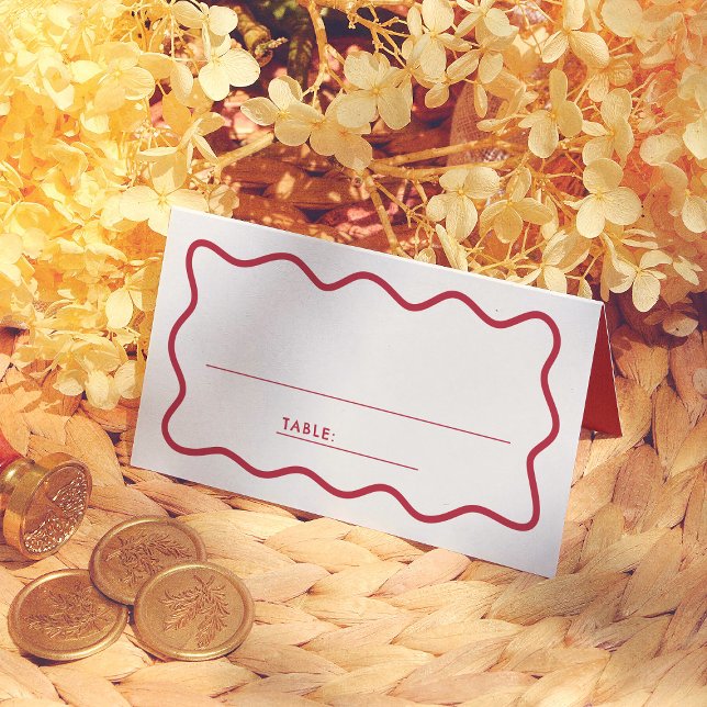 Colorful Retro Wavy Wedding Guest Table Number Placeringskort (Skapare uppladdad)