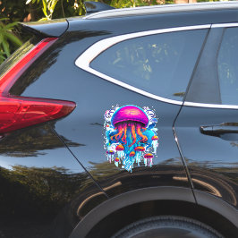 Colorful Rhapsody: Jellyfish in Cosmic Harmony Klistermärken