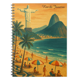 Colorful Rio de Janeiro Brasilien Copacabana Beach Anteckningsbok