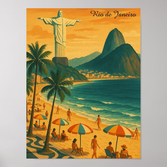 Colorful Rio de Janeiro Brasilien Copacabana Beach Poster (Framsidan)