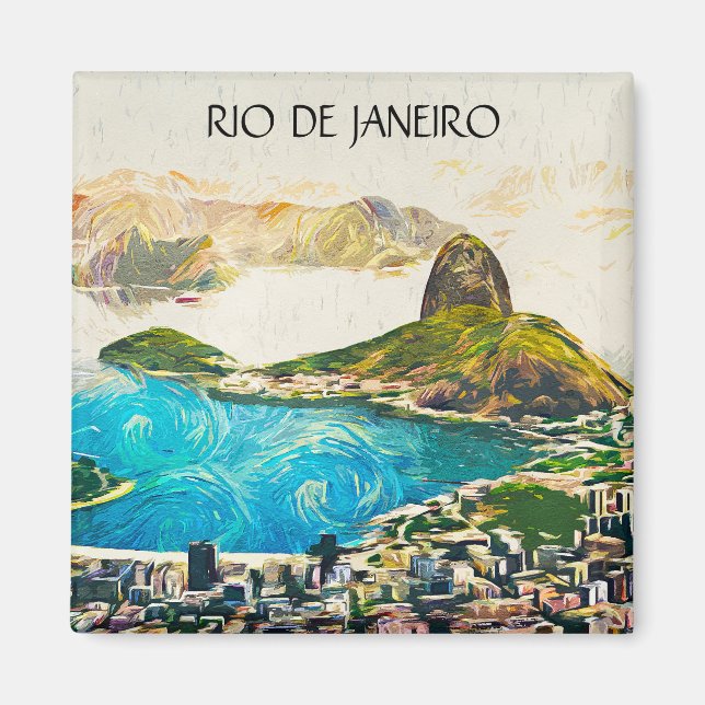 Colorful Rio de Janeiro Brazil City Painting Magnet (Framsidan)