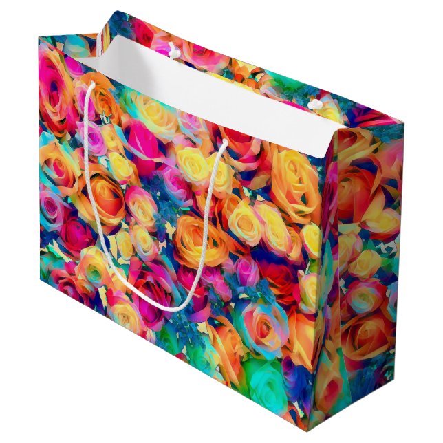 Colorful Ro Gift Bag Bouquet (Framsidan Vinklad)