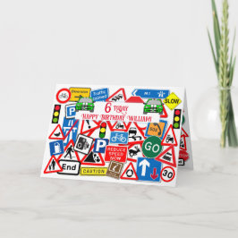 Colorful Road Sign Collage Kids' Birthday Kort