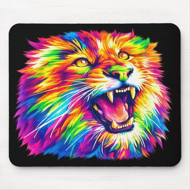 Colorful Roaring Lion Mouse Pad Musmatta (Framsidan)