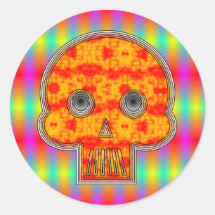 Colorful Robot Skull Runt Klistermärke