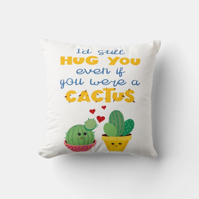 Colorful romantic Cactus roligt Valentine Kudde (Framsida)