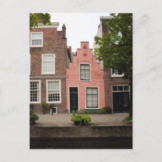 Colorful Rosa Dutch Canal House Leiden Nederländer Vykort