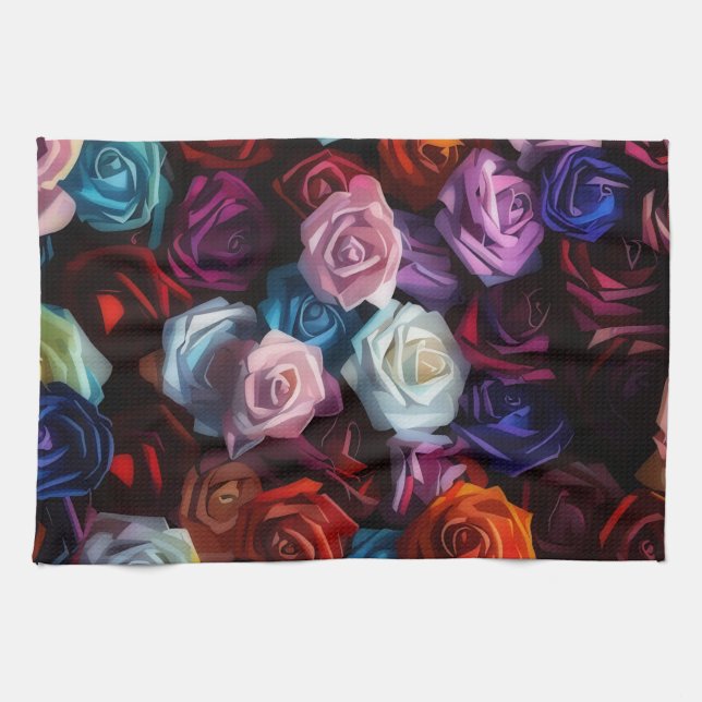 Colorful Roses Artsy Kitchen Towel Kökshandduk (Horisontell)