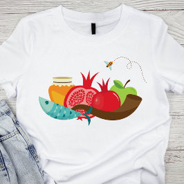 Colorful Rosh Hashanah Fruits and Bee T Shirt