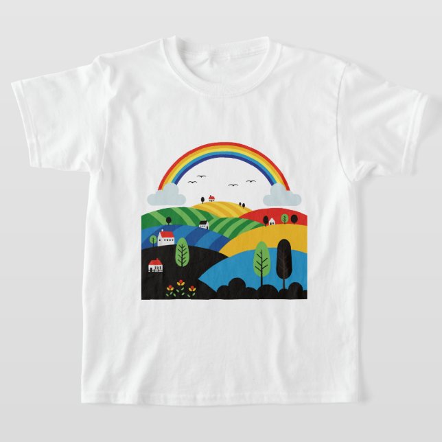 Colorful rural landscape t shirt (Laydown)