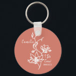 Colorful Rustic I Do Crew Bridesmaid Brudens sida Nyckelring<br><div class="desc">Botanisk blommigt mot smutsig bränd orange är en utmärkt gåva till din brudens sida. Anpassa enkelt med namn och vilket händelsemedatum du vill ha. Gift keepsaké för bachelorette-partiet,  brudens sida,  maid of honor med mera.</div>