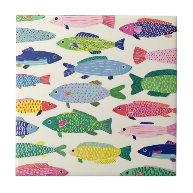 Colorful Sardines Seamless Pattern (1) Kakelplatta (Framsidan)