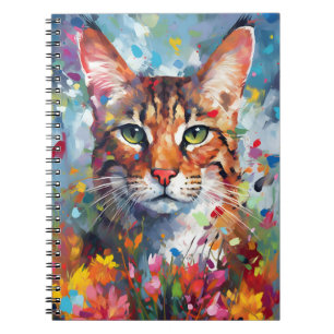 Colorful Savannah cat Anteckningsbok