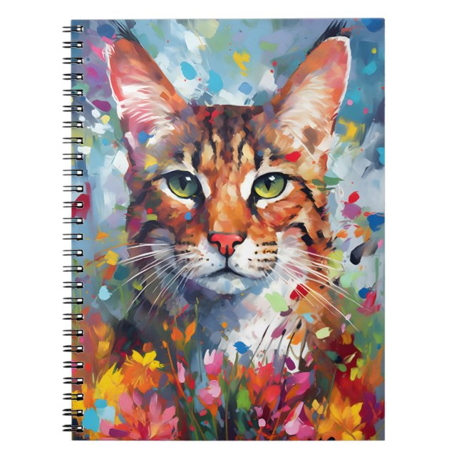 Colorful Savannah cat Anteckningsbok (Framsidan)