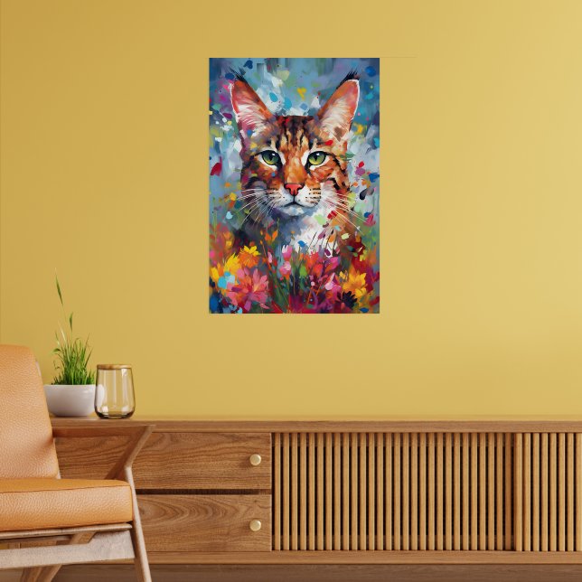 Colorful Savannah cat Art Poster (Vardagsrum 2)
