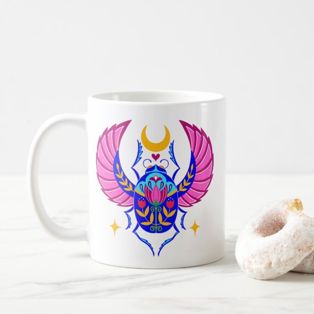 Colorful Scarab folk art coffee mug Kaffemugg (Med munk)