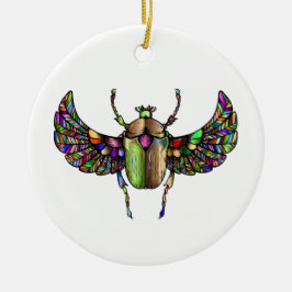 Colorful scarab julgransprydnad keramik