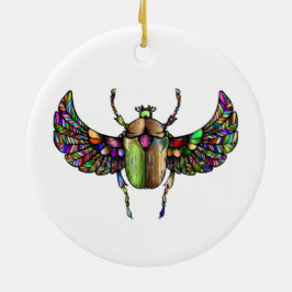 Colorful scarab julgransprydnad keramik