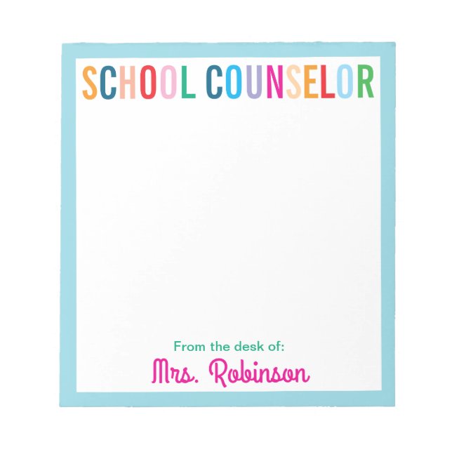 Colorful School Counselor från Desk of Anteckningsblock (Framsida)