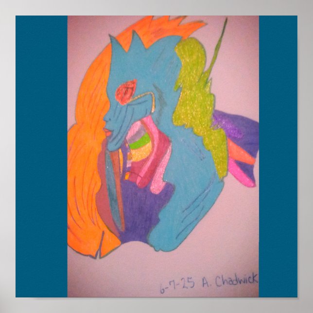  Colorful Sci-fi Fantasy Female Creature  Poster (Framsidan)