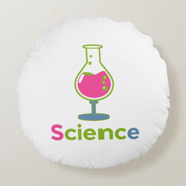 Colorful Science Beaker - Fun Lab Experiment Rund Kudde (Framsidan)