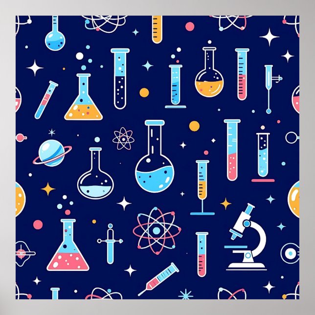 Colorful Science Lab Pattern Modern Chemistry  Poster (Framsidan)