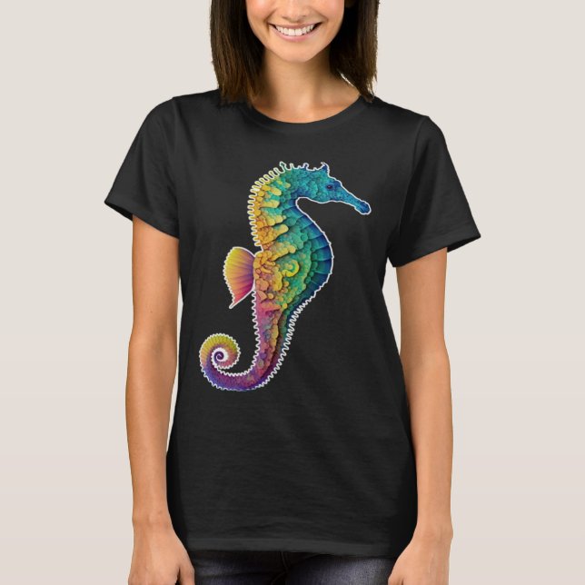 Colorful seahorse  Underwater  Diving  Aquarists T Shirt (Framsida)