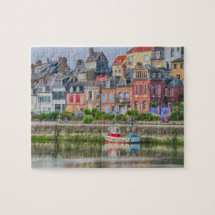 Colorful Seaside Marina Village Boat Saint Valery Pussel