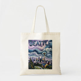 Colorful Seattle Skyline Van Gogh Cityscape Travel Tygkasse