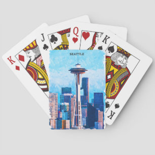 Colorful Seattle Washington Cityscape Casinokort