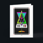 Colorful Shabbat Shalom Menorah in Magen David Kort<br><div class="desc">För att glädja mottagarna,  skicka den här färgbelysta och höga menorah i en Magen David med flera höljen,  som på ett konstnärligt sätt deklarerar Shabbat Shalom på ett nytt och unikt sätt!  ~ karyn</div>