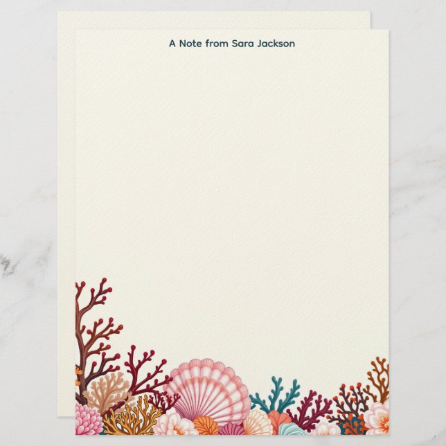 Colorful Shell Border Stationery Paper Brevhuvud (Fram/baksida)