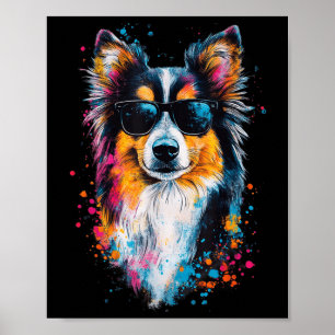 Colorful Shetland Sheepdog Ansikte Cute Puppy Hund Poster