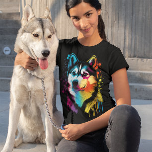 Colorful Siberian husky Hund Art T Shirt