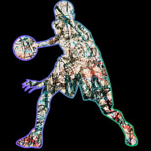 Colorful Silhouette of Basketball Player Klistermärken