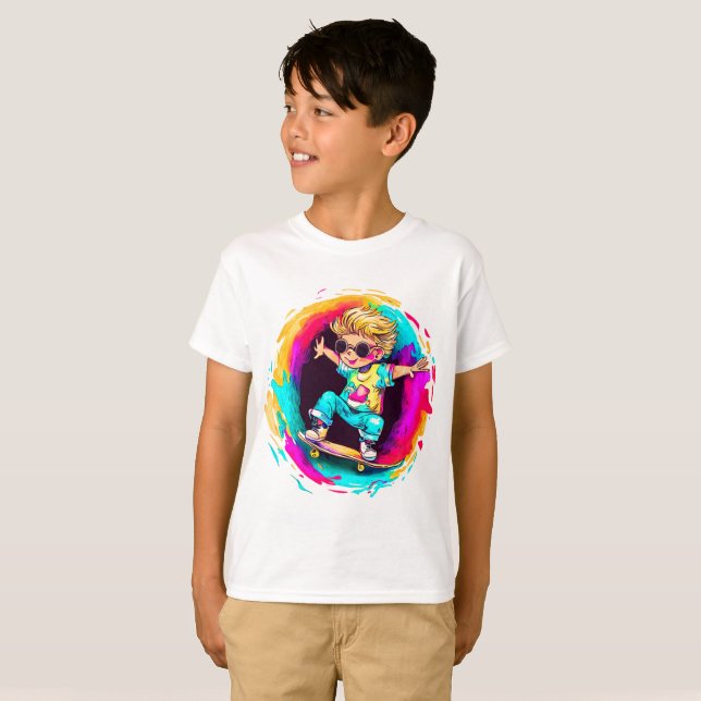 COLORFUL SKATER FUN! T SHIRT (Hel framsida)