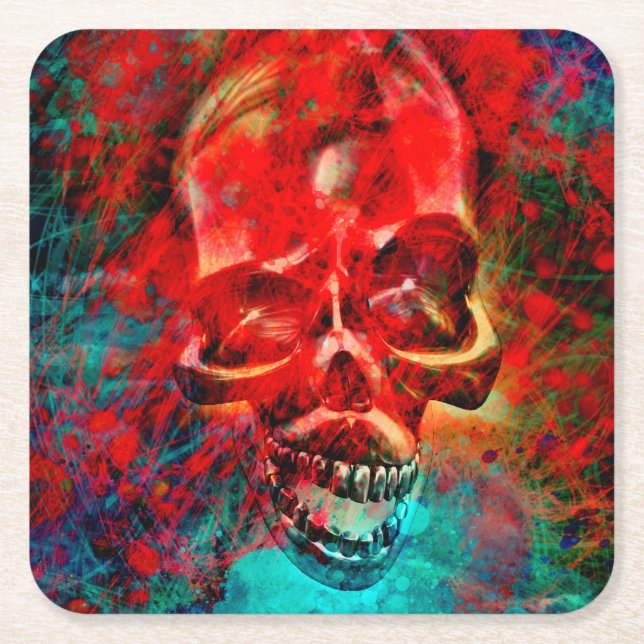 Colorful skull underlägg papper kvadrat (Framsidan)