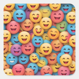 Colorful Smile Emoji Fyrkantigt Klistermärke