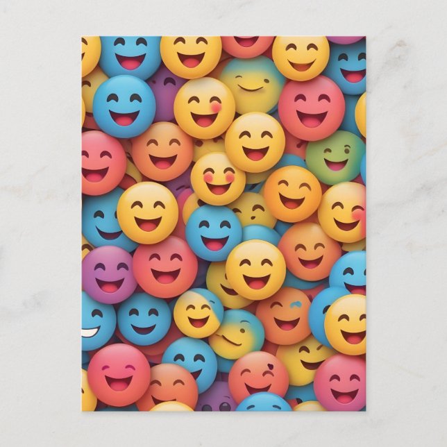 Colorful Smile Emoji Vykort (Framsida)