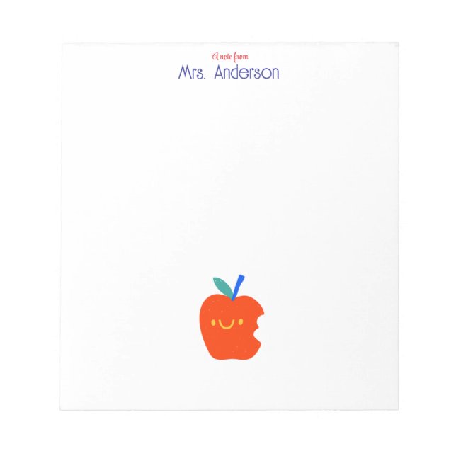 Colorful Smiling Apple Kindergarden Teacher Anteckningsblock (Framsida)
